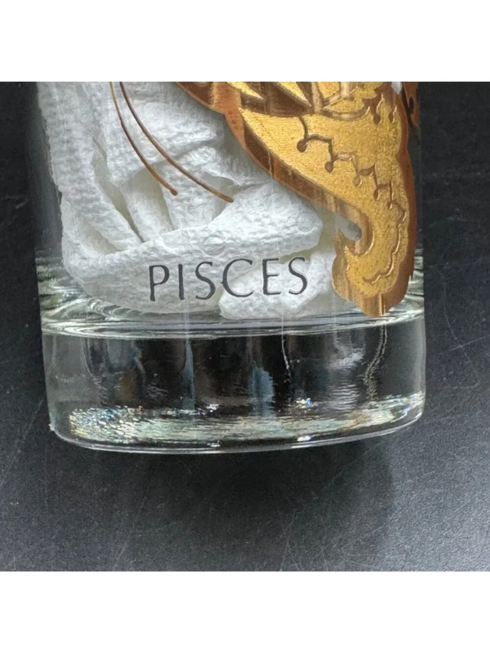 Vintage 1970s Anchor Hocking Pisces Zodiac Gold Highball Glass 5.5